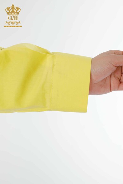 Женская рубашка оптом Тюль Детальный желтый - 20099 | КАZEE - Thumbnail