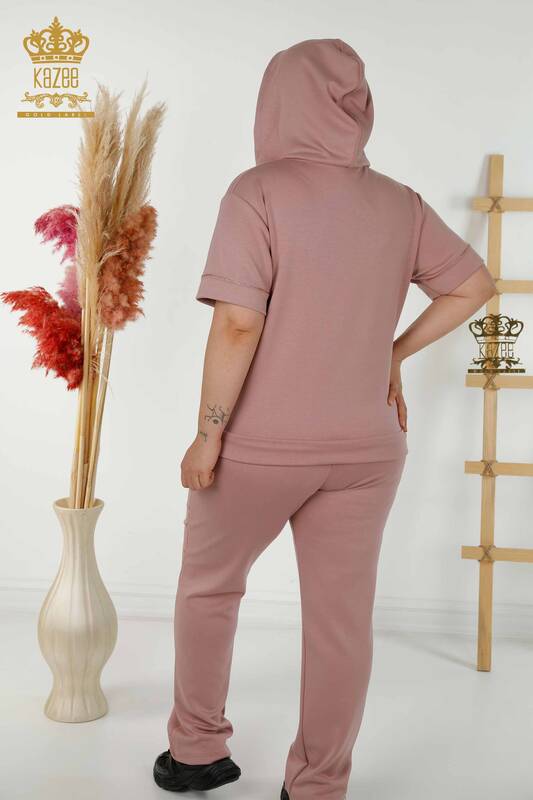 Женский спортивный костюм оптом с вышитой камнем сушеной розой - 20448 | КАЗЕЕ