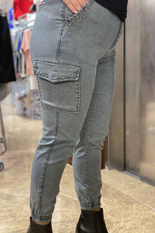 Женские брюки оптом с вышитым камнем карманом-карго - 3220 | КAZEE