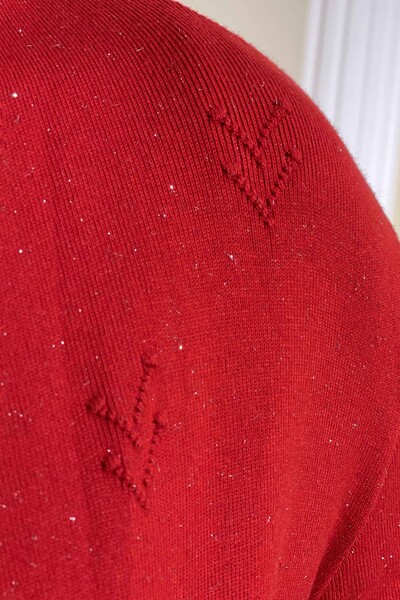 Женский трикотажный кардиган оптом с люриксом вышивкой и карманами - 15435 | КАZЕЕ - Thumbnail