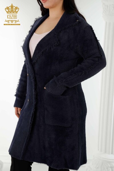 Женское пальто оптом с двумя карманами Angora Navy - 19055 | КАZЕЕ - Thumbnail