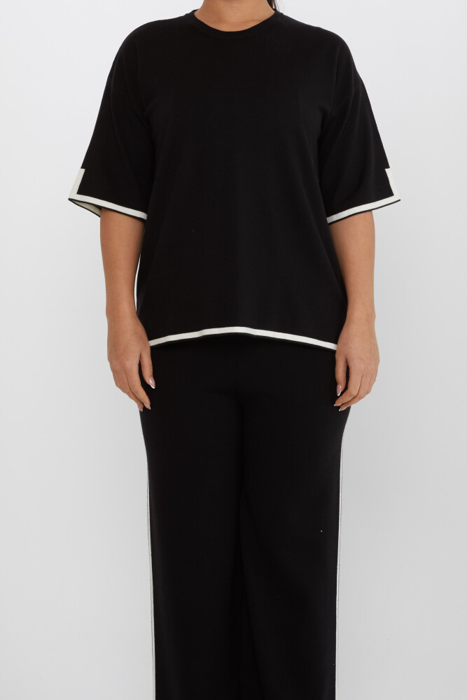 Zweiteiliges Set mit Schlitzdetail und kurzen Ärmeln, Schwarz – 31232 | KAZEE (2er-Set M-L) - 3