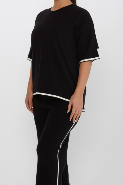 Zweiteiliges Set mit Schlitzdetail und kurzen Ärmeln, Schwarz – 31232 | KAZEE (2er-Set M-L) - 4